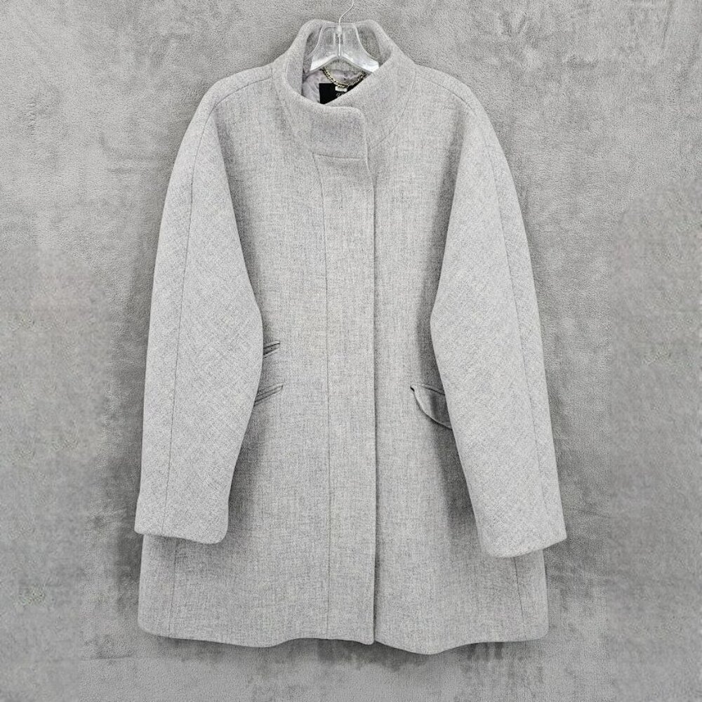 J Crew Cocoon Coat 22 Italian Stadium Cloth Wool Blend Nello Gori Grey Full Zip